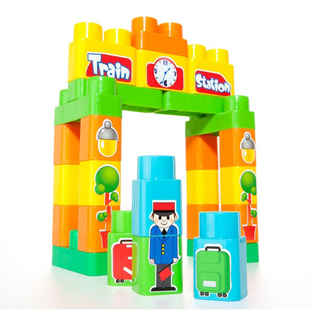 Molto klocki pociąg 70 elementów + naklejki samoprzylepne