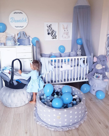 MeowBaby® Suchy Basen z Piłeczkami 200 szt Okrągły, Jasnoszary w Gwiazdki