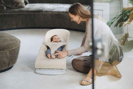 BABYBJORN - leżaczek BALANCE SOFT WOVEN/JERSEY Tri Fabric, Jasny Beż