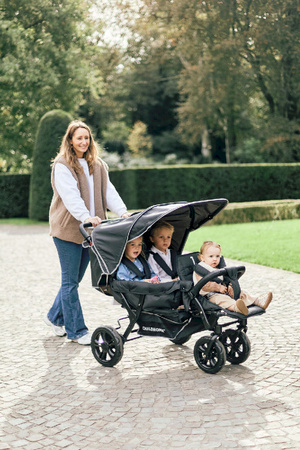 Childhome Wózek trzyosobowy Triplet Black