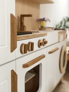 Drewniana mini kuchnia dla dzieci z lodówką, piekarnikiem i zmywarką  handmade