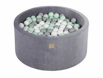 Basen okrągły velvet 40cm stalowy + 300 piłek: miętowe, szare, białe