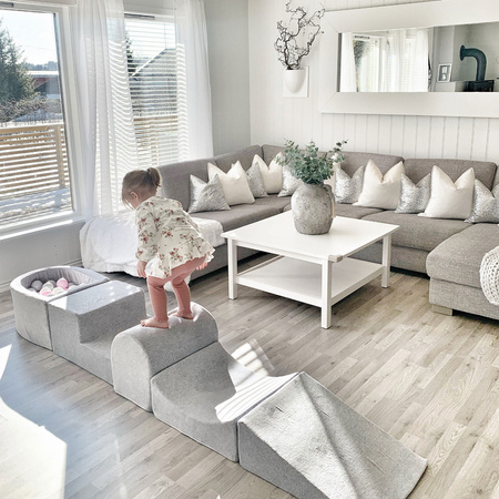 MeowBaby® Piankowy Zestaw do Zabawy z Basenem + 100 piłek do wyboru, Jasnoszary