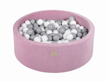 Basen okrągły velvet 30cm ciemny róż + 200 piłek: białe, szare