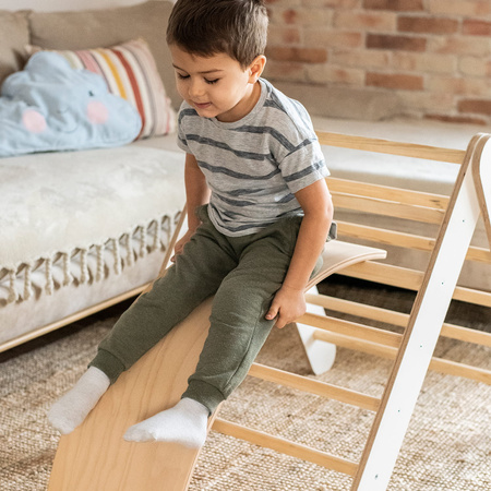 MeowBaby® Montessori drewniana drabinka dla dziecka, biała