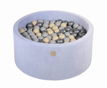 Basen okrągły velvet 40cm baby blue + 300 piłek: beż, szare, srebrne