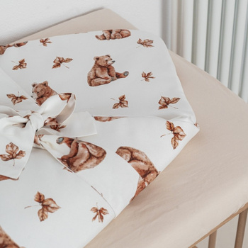 Bambusowa kołdra niemowlęca 75x75 + wstęga do rożka Niedźwiadki