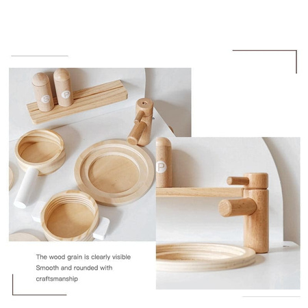 Drewniana kuchnia Retro z akcesoriami biała dla dziecka