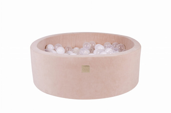 Basen okrągły velvet 30cm ecru + 200 piłek: białe, transparentne