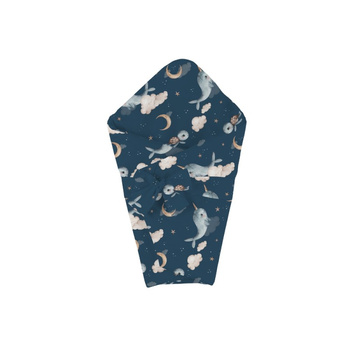 Bambusowa kołdra niemowlęca 75x75 + wstęga do rożka Wieloryb